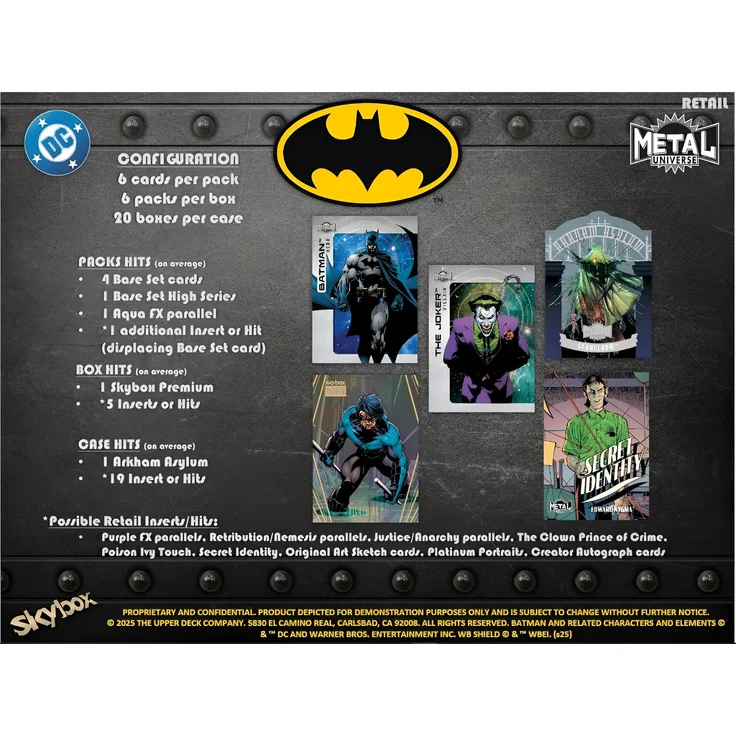 Upper Deck Skybox Metal Universe Batman Trading Cards Blaster, Sammelkarten mit geätzten Goldfolienkarten und 3D-Lentikular-Karten