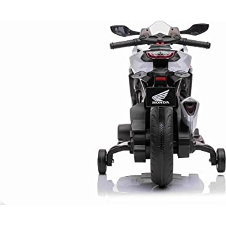 Beneo Kinder-Elektromotorrad HONDA CBR 1000RR, lizenziert, 12V-Batterie, Kunstledersitz, Kunststoffräder, 30W-Motor, LED-Beleuchtung, solider Rahmen, Hilfsräder, weiß – Bild 4