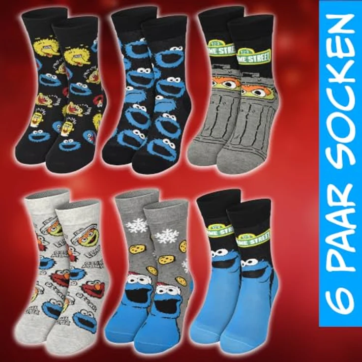 United Labels Sesamstraße Adventskalender, 12 Paar Socken für Herren in Größe 40-45, Mehrfarbig, Sneakers und lange Socken – Bild 5
