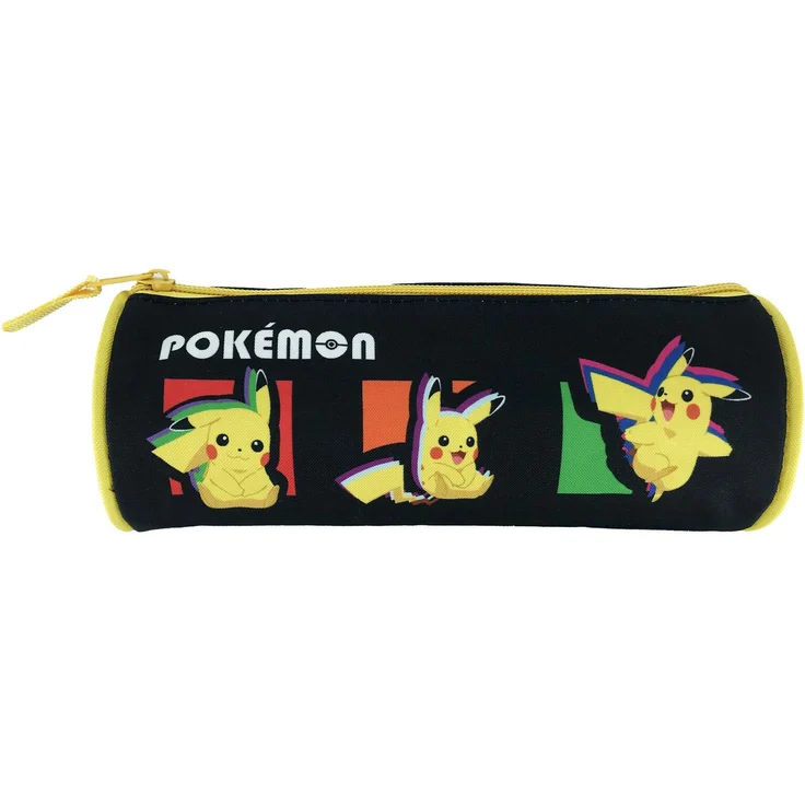 POKÉMON Federmäppchen rundes Mäppchen mit Reißverschluss, 23 × 8 × 8 cm, ideal für Stifte und Büroartikel