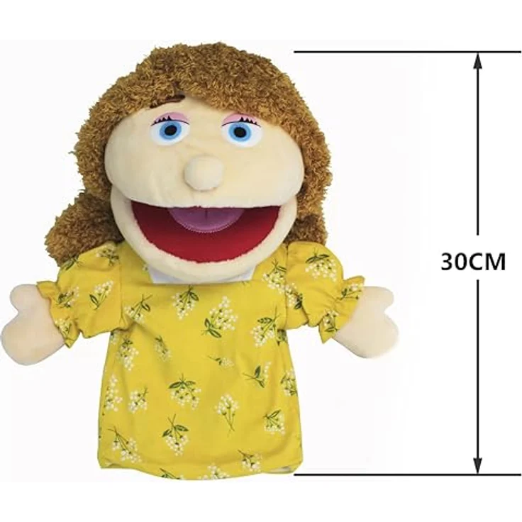 LOMTRATS Familie Handpuppen für Kinder, 6-teilig mit beweglichem Mund, ideal für Storytelling und Unterricht, 30 cm, aus weichem Plüsch – Bild 2