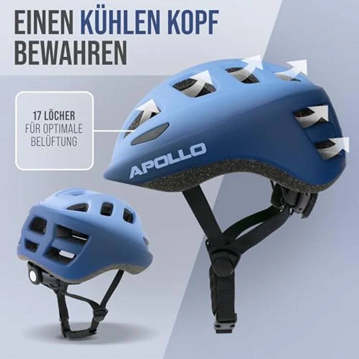 Apollo Kinder Fahrradhelm, Multisport Kinderhelm ab 3 Jahren, verstellbar (Größe 48-52 cm), Reflektor, trendige Farben, Jungen & Mädchen, sicher & bequem – Bild 4