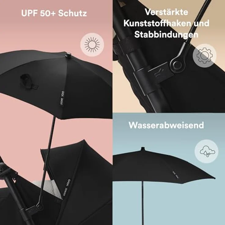 Stokke YOYO Kinderwagenschirm, Sonnenschirm mit UPF 50+ Schutz und verbesserter Deckkraft für YOYO³ Neugeborenen Set, Liegewanne und 6+ Textilset – Bild 3