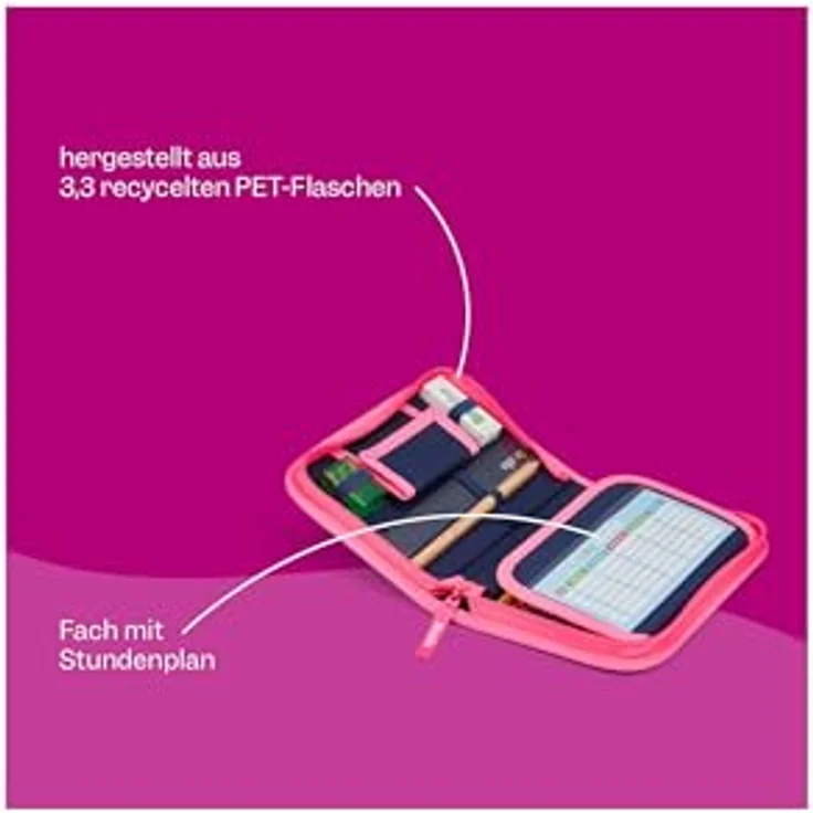 ergobag Federmäppchen, 23-tlg. Set mit Buntstiften, Bleistift, Radiergummi und Anspitzer, Zwillingsdesign passend zu ergobag Rucksäcken – Bild 2