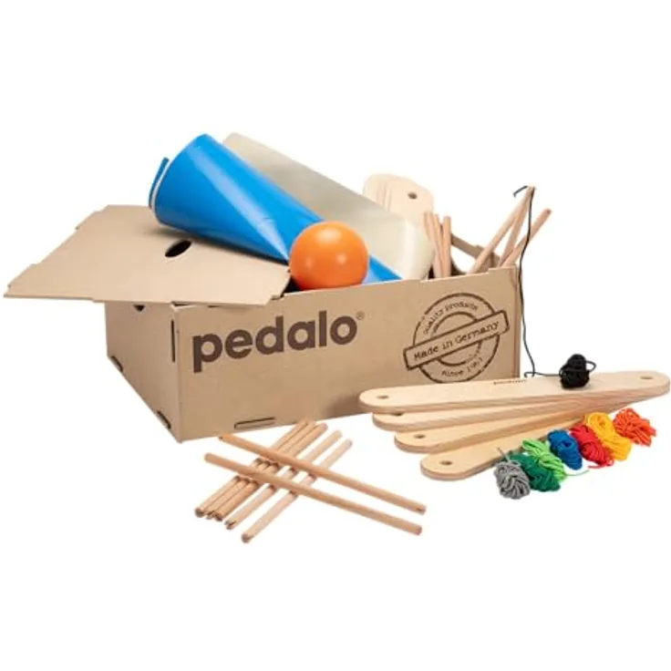 Pedalo Teamspiel-Box Zwei, Wurfspiele mit 8 Wegelementen und variablen Schwierigkeitsgraden, rot/gelb