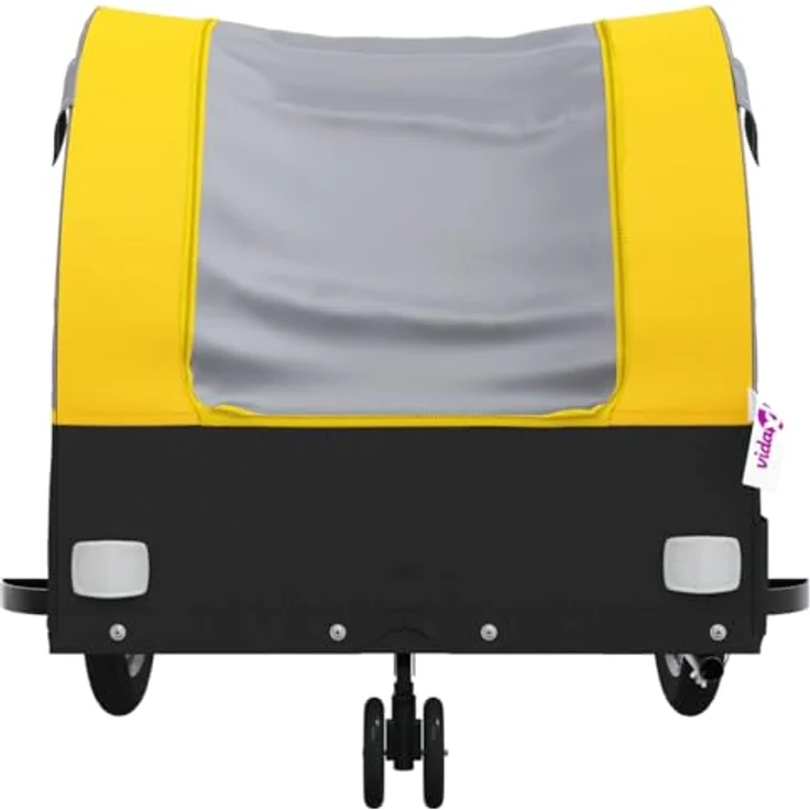 vidaXL Fahrradkinderanhänger Fahrradanhänger Schwarz und Gelb 30 kg Eisen, Robustes Material mit praktischem Design – Bild 6