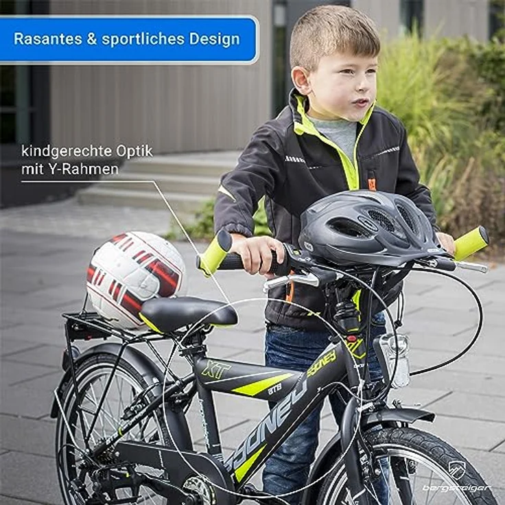 Bergsteiger Sydney 20, 24 Zoll Kinderfahrrad, 6 Gang-Schaltung, Dynamo-Licht, geeignet für 6-9 Jahre, StVZO, modernes Design – Bild 4