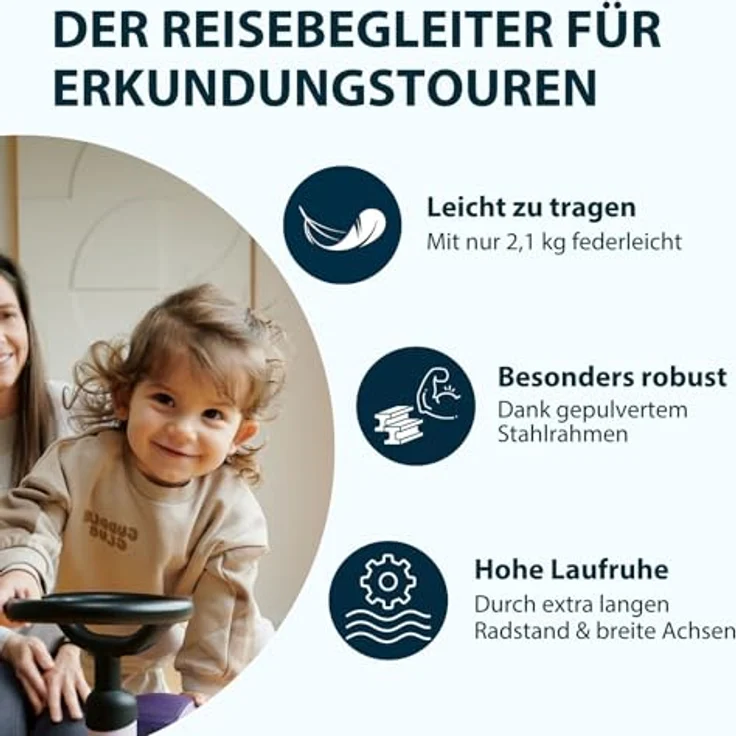HUDORA Laufrad Up 6 Zoll Cyan, leichtes Lauflernrad mit hoher Kippstabilität für Kinder ab 12 Monaten, 4 Räder für Körpergrößen von 73-80 cm – Bild 4