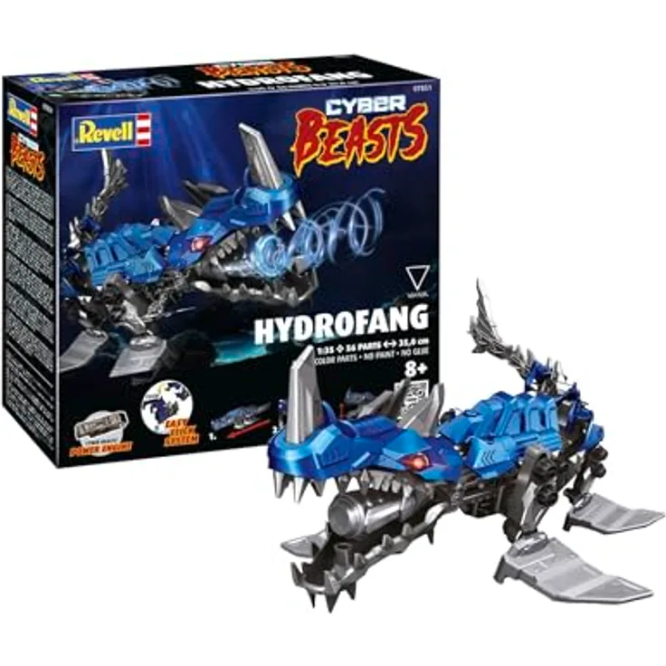 Revell CyberBeasts HydroFang, Modellbausatz mit easy-click-System, 1:35, 56 Teile, mehrfarbig, 350 mm lang