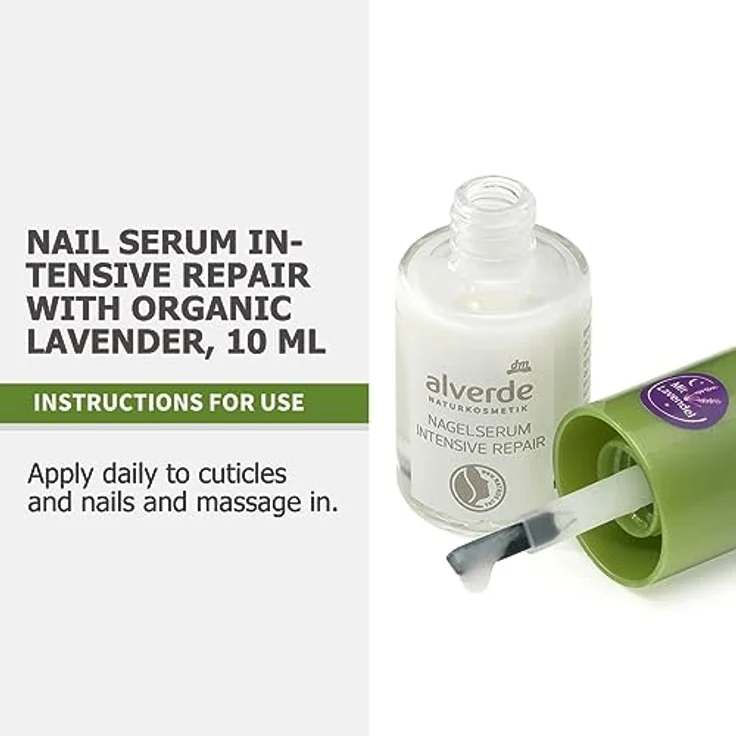 alverde NATURKOSMETIK Nagelserum Intensiv Repair mit Bio-Lavendel, 10 ml x 2 Flaschen – Bild 2