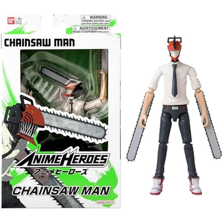 Bandai Anime Heroes Chainsaw Man, Actionfigur 17 cm mit 16 Gelenkpunkten und 3 Kettensägen, offiziell lizenziert – Bild 1