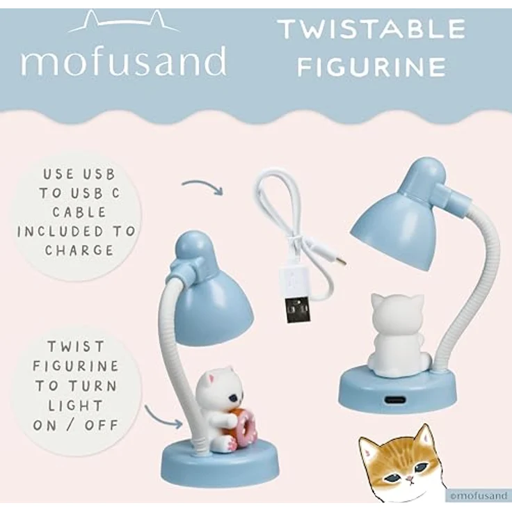BlueSkyStudios Mofusand Minilampe USB, LED Tischlampe mit Katzfigur und Donut, mehrfarbig – Bild 4