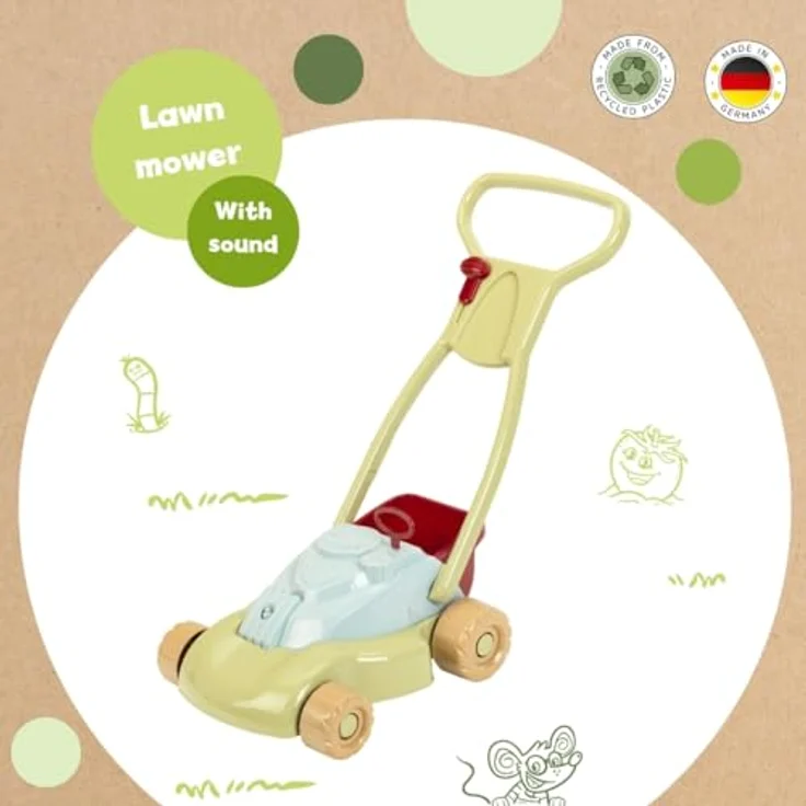 Theo Klein 7686 Rasenmäher, mit abnehmbarem Auffangkorb, mechanische Knatter- und Ratschgeräusche, aus Recyclingkunststoff, Anti-UV, geeignet für Kinder ab 18 Monaten – Bild 4
