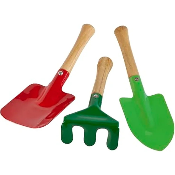 Windhager Kinder-Schaufel Set 3-teilig mit Rechen, grün/rot - kindgerechte Werkzeuge für kleine Gärtner