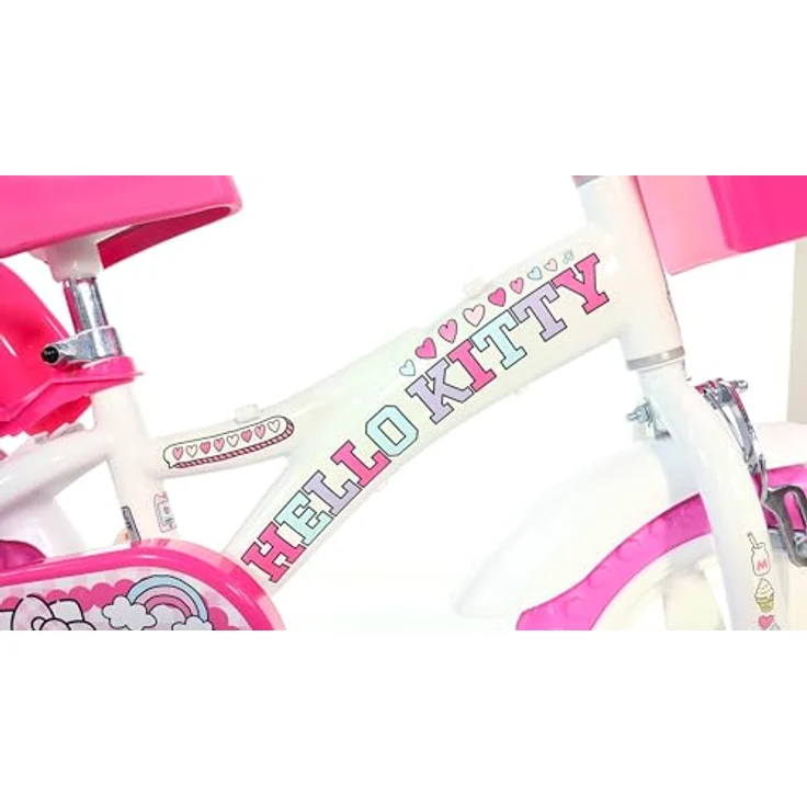 Dino Bikes 12 Zoll Hello Kitty Mädchenfahrrad, Stahlrahmen mit Caliper-Vorderbremse, inkl. Korb und Puppenhalter – Bild 2