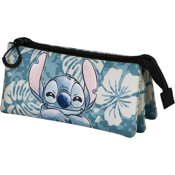 Disney Unisex 06183 Fan Dreifach Federmäppchen 2.0 Aloha, Rechteckig mit 3 Reißverschlussfächern, Blau, Einheitsgröße, 11 x 23 x 7 cm – Bild 1
