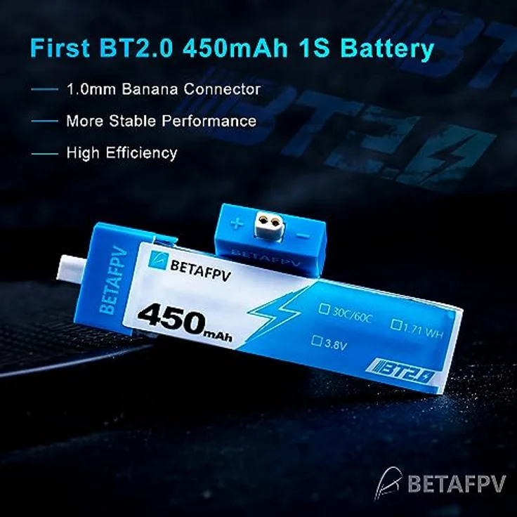 BETAFPV 4pcs BT2.0 450mAh 1S Lipo Akku 3.8V 30C/60C mit BT2.0 Anschluss für FPV RC Whoop Drones wie Cetus Pro, Meteor75 und Emax Tinyhawk – Bild 2