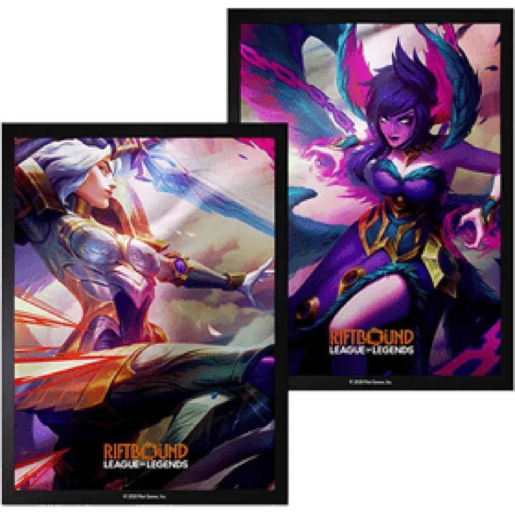 uvs games Riftbound League of Legends TCG Vendetta Art Hüllen, 100 Kartenhüllen mit Champion- und Rivalen-Designs, hochwertiger Schutz für Turniere und Sammler
