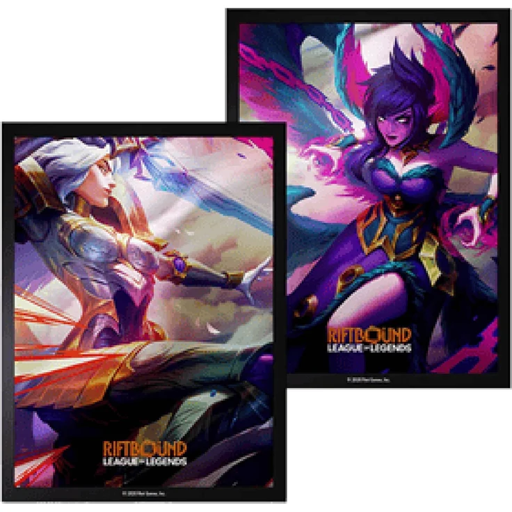 uvs games Riftbound League of Legends TCG Vendetta Art Hüllen, 100 Kartenhüllen mit Champion- und Rivalen-Designs, hochwertiger Schutz für Turniere und Sammler