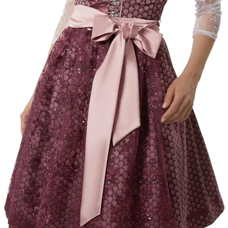 dressforfun Dirndl Liah Premium Midi-Dirndl, elegantes Trachtenkleid in Bordeauxrot, Gr. 40 für Oktoberfest und Volksfeste – Bild 5