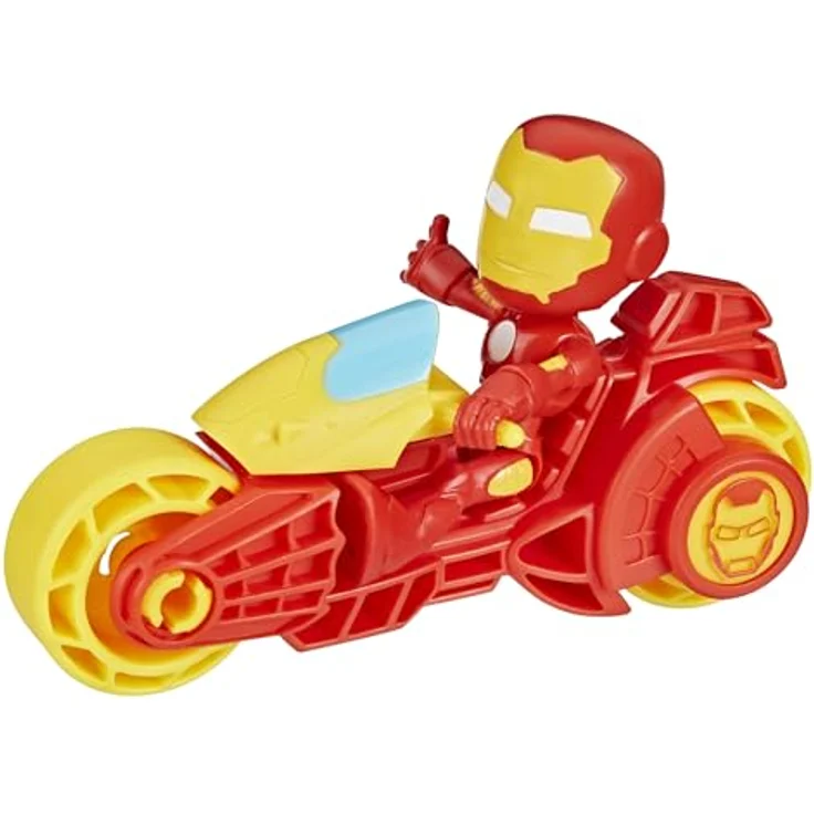 Hasbro Actionfigur Marvel Spidey and His Amazing Friends, Iron Man & Motorrad, Superhelden-Spielset mit Iron Man Figur und Motorrad – Bild 3