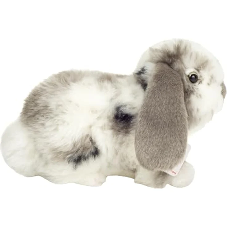 Teddy Hermann 93733 Widderkaninchen grau-weiß gescheckt, Kuscheltier aus recyceltem Polyester, 23 cm, kinderfreundlich und pflegeleicht – Bild 2