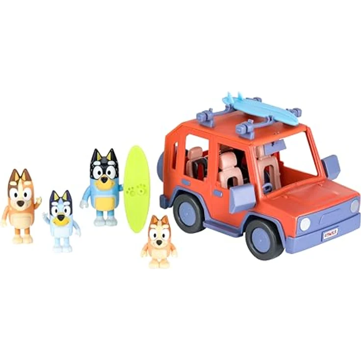 BlueY Heeler-Familienwagen, Allradantrieb mit 4 Figuren (6–8 cm), 2 Surfbretter und Sticker, Amazon exklusiv – Bild 3