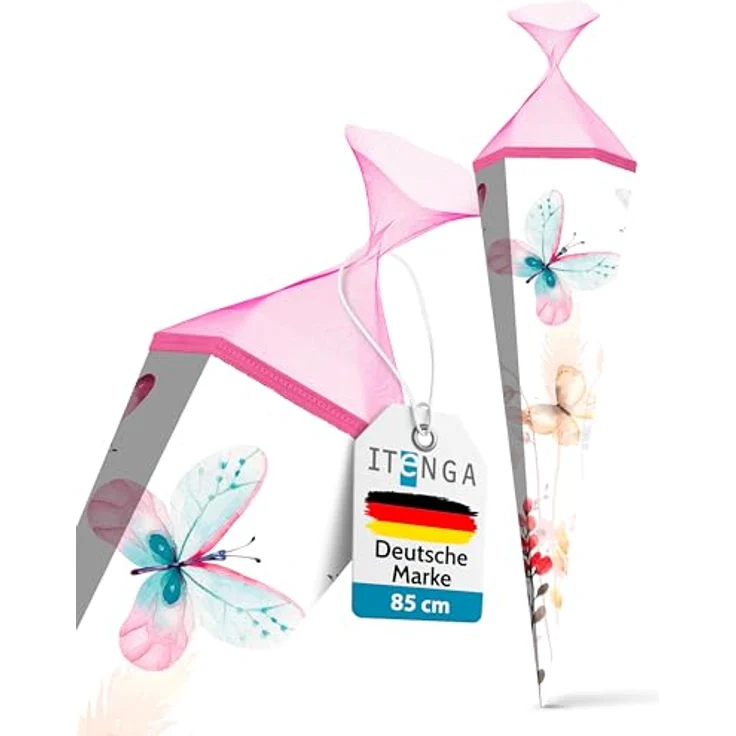 itenga Schultüte 85cm Schmetterling 6eckig - Verstärkte Zuckertüte für Mädchen zur Einschulung, modernes Design – Bild 3
