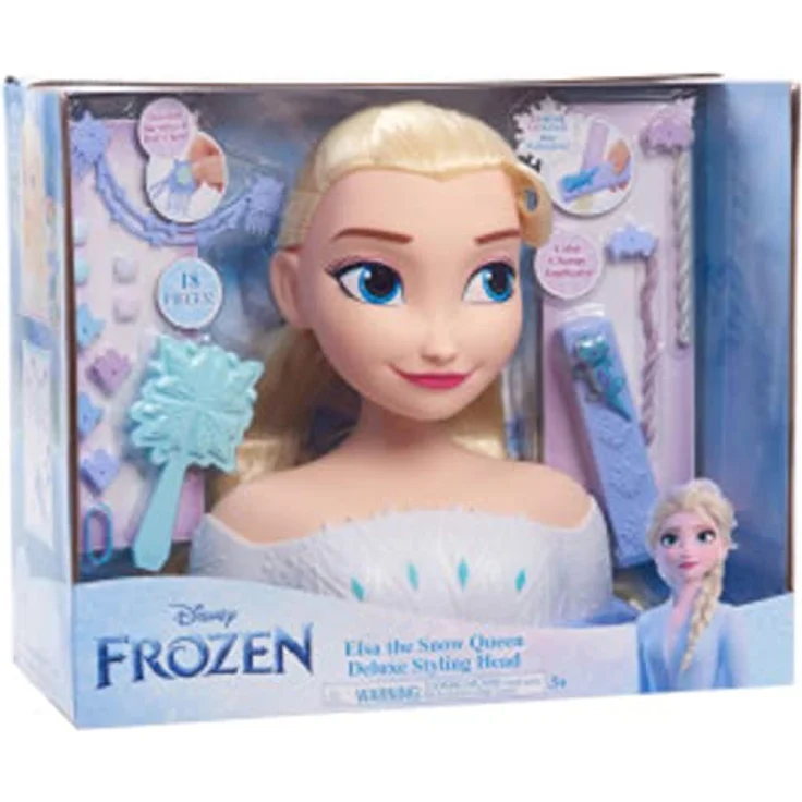 Just Play Disney Frozen 2 ELSA die Schneekönigin Frisierkopf Deluxe 30cm mit 17 Zubehörteilen für Styling-Spaß, ab 3 Jahren – Bild 2