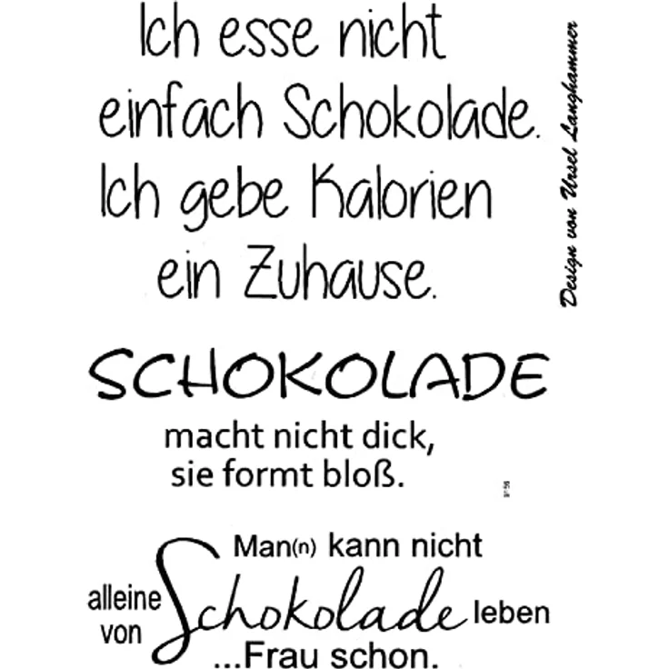 efco Clear Stamps "Schokolade", 4-teilig, reißfeste Stempel mit Sprüchen, Breite 6,2-6,5 cm, Länge 2,1-4,3 cm