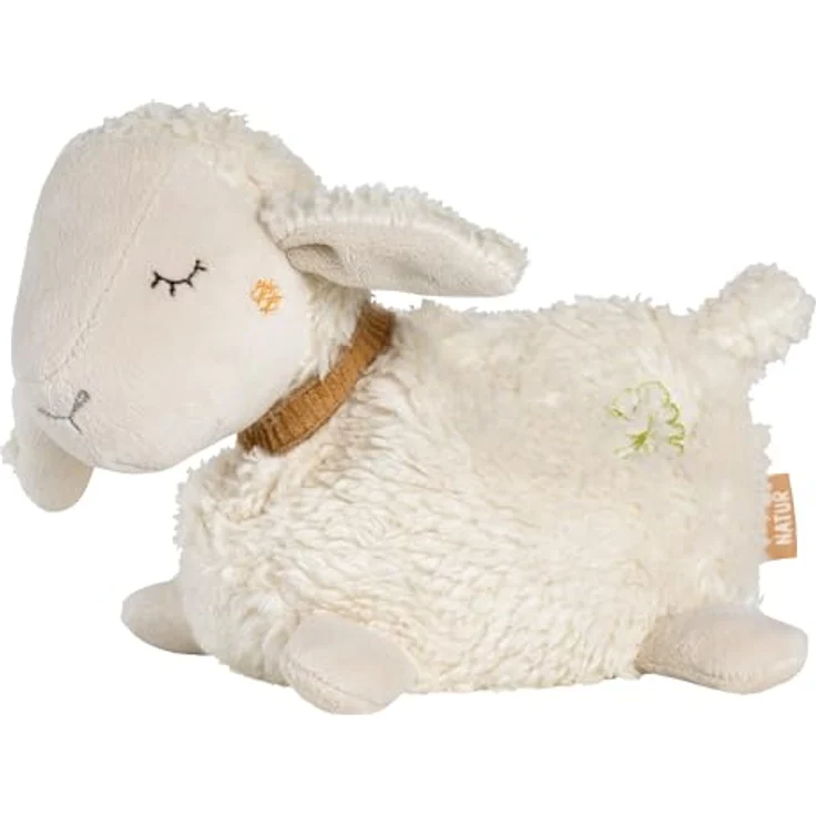 Fehn Wärmetier Schaf NATUR – Kuscheltier mit Bio-Baumwolle (kbA) und entnehmbarem Wärme- / Kältesäckchen - für Babys und Kleinkinder, waschbar bei 30°C, 17 cm – Bild 1