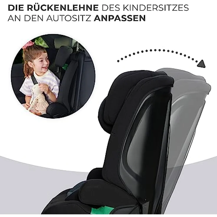 Kinderkraft SAFETY FIX 2 i-Size, Kindersitz ab 15 Monate bis 12 Jahre (76-150 cm) mit Sitzverkleinerer, Isofix & Top Tether, Schwarz – Bild 8