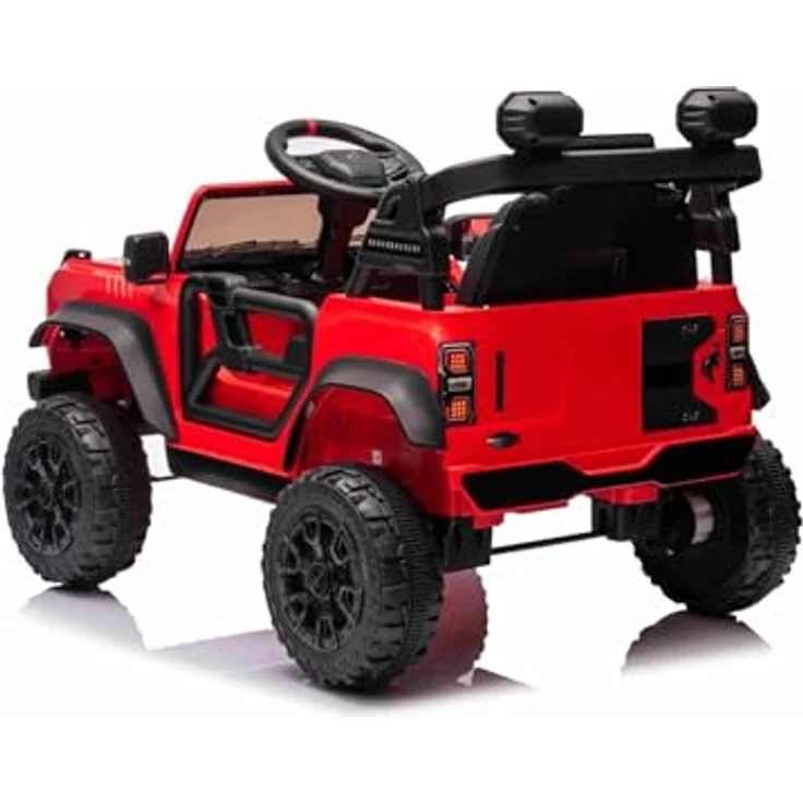 Beneo Ford Bronco Elektrisches Kinderfahrzeug, Einzelsitzer, Rot, Hinterradantrieb, 2,4-GHz-Fernbedienung, MP3-Player mit USB-Anschluss, hohe Bodenfreiheit, Sicherheitsgurt, LED-Beleuchtung – Bild 8