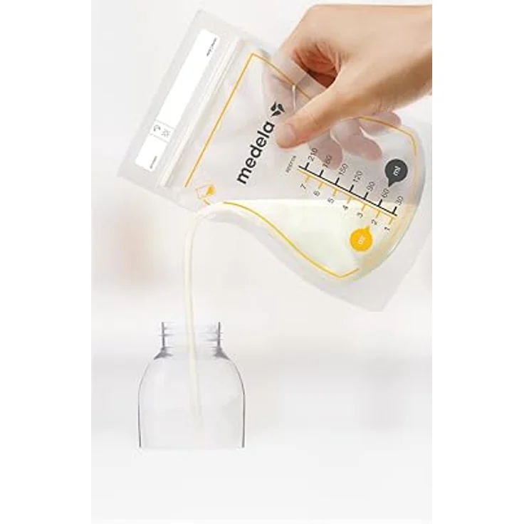 Medela Easy Pour Beutel zum Aufbewahren von Muttermilch, 50 Stück, zweischichtiges Material, sicherer Verschluss, robuste Beutelöffnung – Bild 3