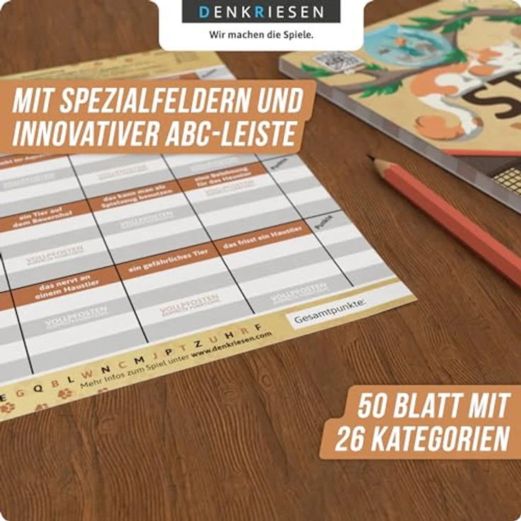 Denkriesen Stadt Land Vollpfosten® Haustier Edition "Für alle Felle.", Familienspiel, A4 Spielblock, Made in Germany – Bild 3