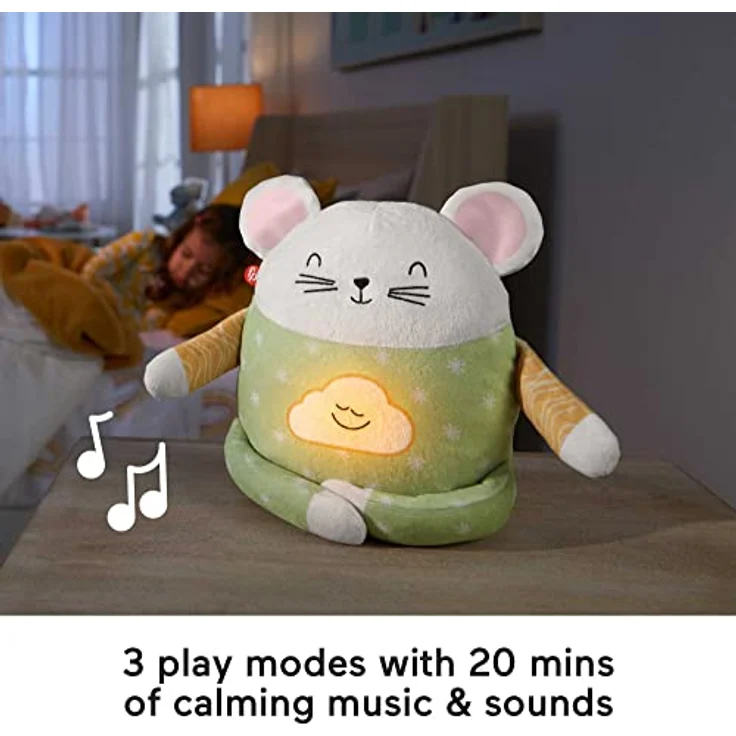 Fisher-Price Meditationsmaus, französischsprachiges Kuscheltier mit drei Entspannungsmodi und weichen Texturen – Bild 3