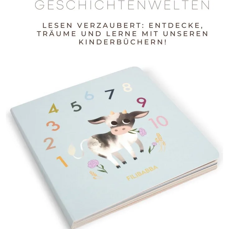 FILIBABBA Lernspielzeug Bilderbuch „Zahlen entdecken“ – Bauernhof & Zahlen lernen ab 12 Monaten, dicke Pappseiten, kinderfreundliches Design