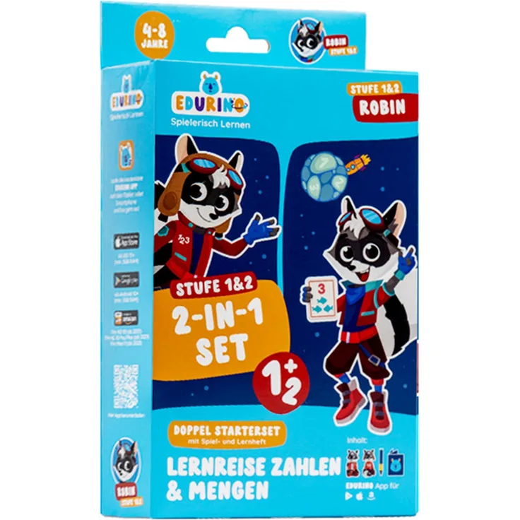 Edurino Doppelstarterset Robin, digitales Lernspielset mit Figuren Robin 1 und Robin 2, inkl. Eingabestift und Edurino-App Zugang