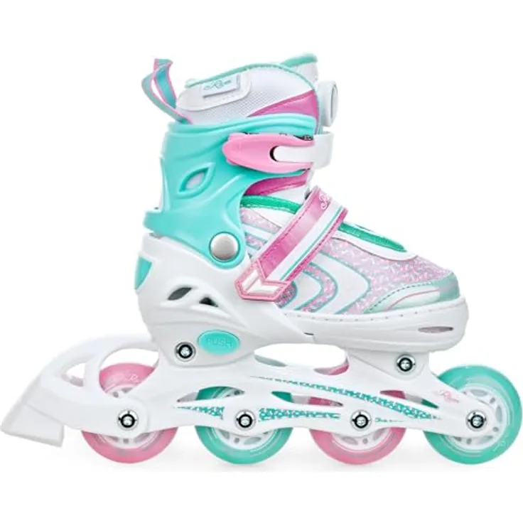 RAVEN Inline Skates Inliner für Kinder Mädchen verstellbar (Lia Plus Mint, 27-30) - Carbon Abec7 Kugellager, DSAS, Double Vent System