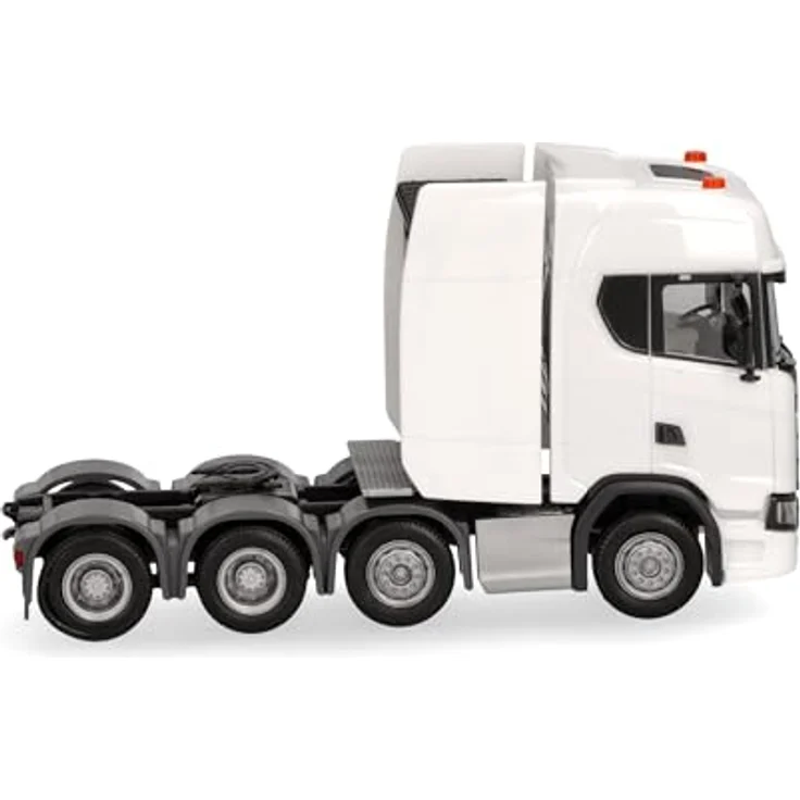 Herpa Scania CS20 Hochdach Schwerlastzugmaschine 4achs (8x4), Zugmaschine mit Ladekran und Heckabstützung, Miniatur im Maßstab 1:87, Sammlerstück, Made in Germany, Kunststoff – Bild 3