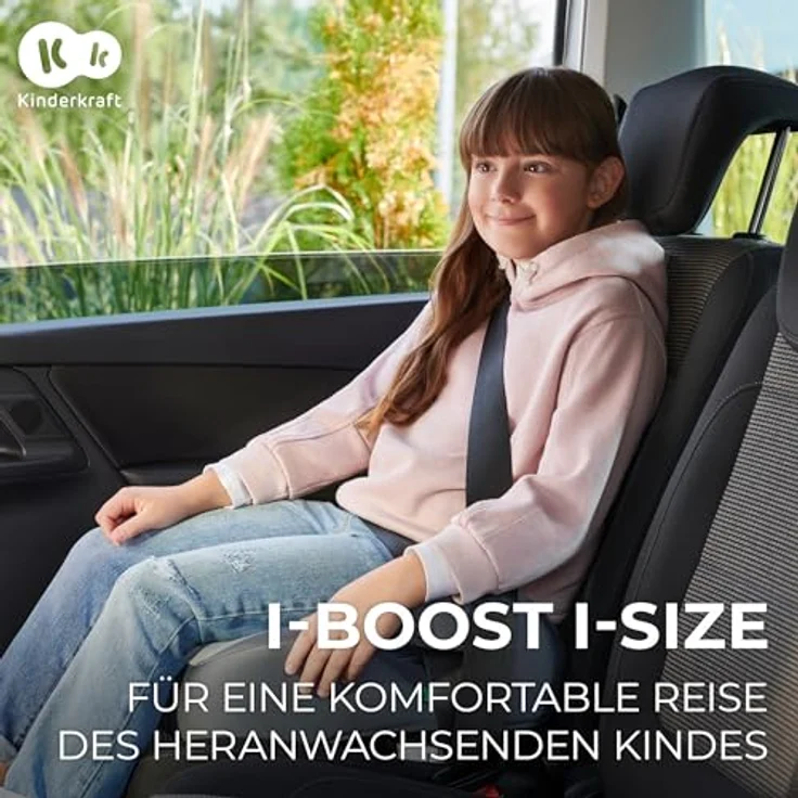 Kinderkraft I-BOOST i-Size, Sitzerhöhung für Kinder (135-150 cm) mit Isofix, leicht & komfortabel, Pink – Bild 6