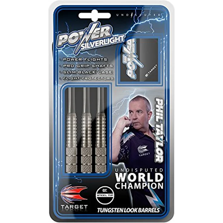 Target Darts Phil Taylor Power Silverlight Steel Tip Dartpfeile (22gr), silber 22g – Bild 4