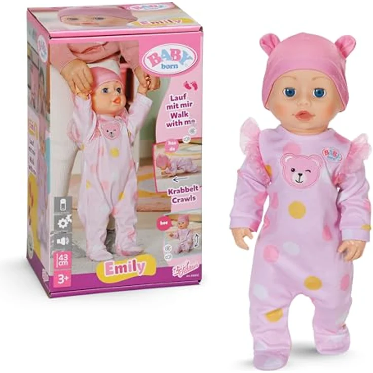 Baby Born Stehpuppe Emily, 43 cm Laufhilfe mit Babygeräuschen und krabbelnder Funktion – Bild 2