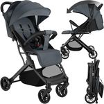 tectake® Buggy Kinderwagen - Kinderbuggy von 0 bis 3 Jahre, faltbar mit Verdeck, anthrazit