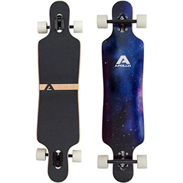 Apollo Longboard Nebula Special Edition Komplettboard mit High Speed ABEC Kugellagern inkl. Skate T-Tool, Drop Through Freeride Skaten Cruiser Boards