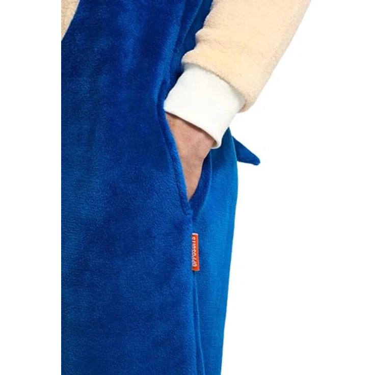 Konjac Sponge Sonic The Hedgehog Onesie (XXL), Kapuzenoverall aus weichem Fleece mit durchgehendem Reißverschluss und Seitentaschen – Bild 7