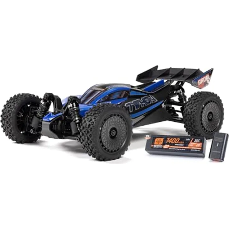 ARRMA 1/14 Typhon GROM 223S DSC 4X4 RTR Brushless Buggy, Blue (Battery & Charger Included) - Kleine Größe, 2S- und 3S-fähig, Spektrum DSC, inkl. LiPo-Akku und Ladegerät
