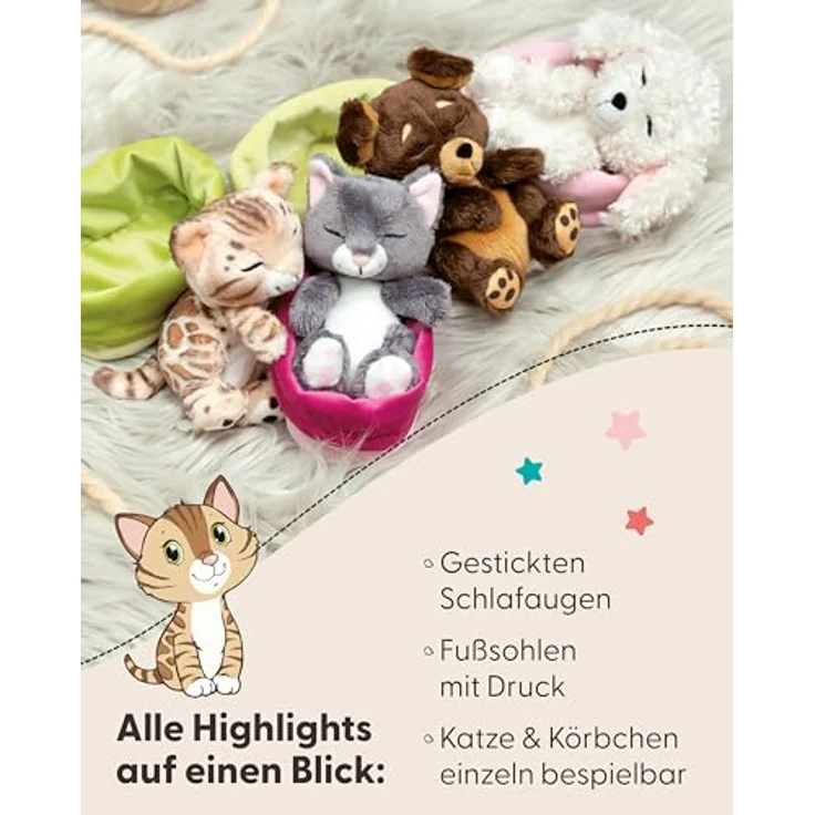 NICI Kuscheltier Katze Bengal 12cm schlafend im, nachhaltiges Stofftier mit authentischen Details, NICI Green Kollektion – Bild 4