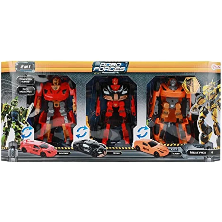 Toi-Toys ROBOFORCES 30134A Verwandlungs Roboter Superauto 3er Set, 2-in-1 Figuren mit schwingenden Schwertern, ab 3 Jahren – Bild 2