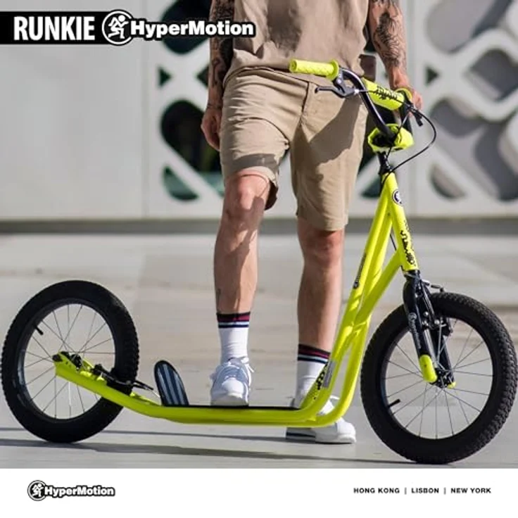 HyperMotion RUNKIE City Scooter, 16 Zoll mit Luftreifen, höhenverstellbarem Lenker und V-Brake, bis 100 kg Belastung – Bild 6